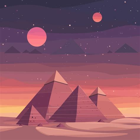 Premium Vector Desertpyramidsoasisvectorflatillustration