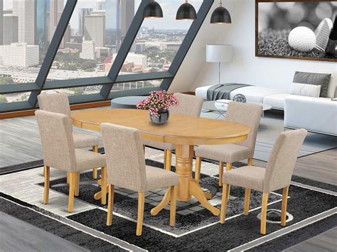 Buy East West Furniture Vaab7 Oak 04 Vancouver 7 Piece Dinette Set Consist Of An Oval Dining