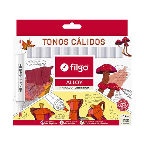 Marcadores Filgo Alloy Doble Punta Tonos Calidos Allym E12 C Berrini