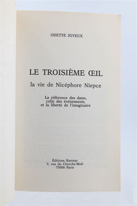 Le Troisi Me Oeil La Vie De Nic Phore Niepce By Joyeux Odette