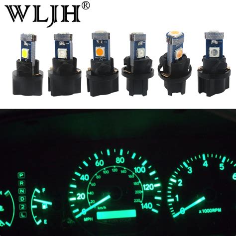 WLJH 10x Car Led 74 T5 Wedge Bulb Dashboard Gauge Cluster LED Light T5