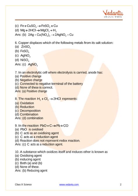 Cbse Class 10 Science Chapter 1 Chemical Reactions And Equations Important Questions