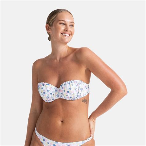 Reggiseno Per Bikini A Fascia Mesola Fantasia Pois Fondo Bianco Dorina