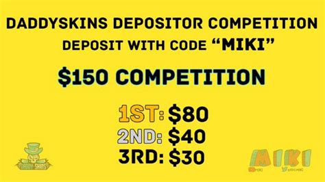 Miki On Twitter 150 Daddyskins Giveaway Biggest Depositors Win