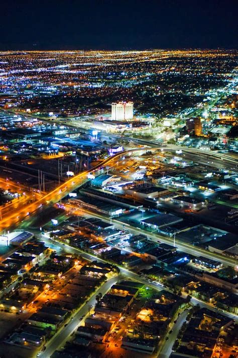 High-angle View of Las Vegas at Night from the Observation Deck. Stock ...