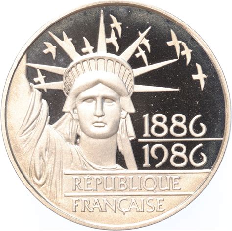 France Francs Statue Of Liberty Silver Proof Piedfort Theo