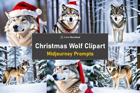 Christmas Wolf Clipart AI Prompts Graphic By Designlaz Creative Fabrica