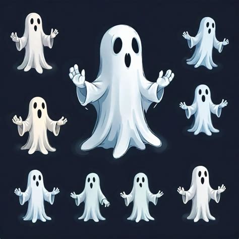 A Series Of White Ghost Ghost Faces With The Words Ghost On Them