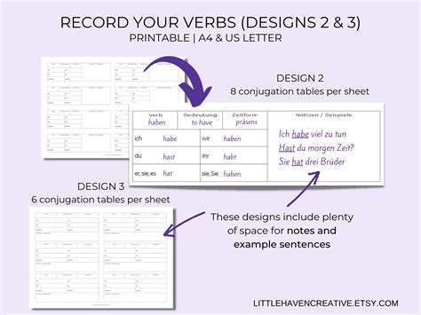 German Verb Practice Landscape Horizontal Verb Study And Practice Pack