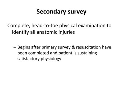 Secondary Survey In Trauma