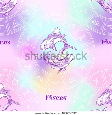 Seamless Pattern Symbols Horoscope Signs Zodiac 库存矢量图（免版税）1050053942