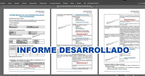 Informe Mensual De Actividades Desarrollo Mayo Educar Per