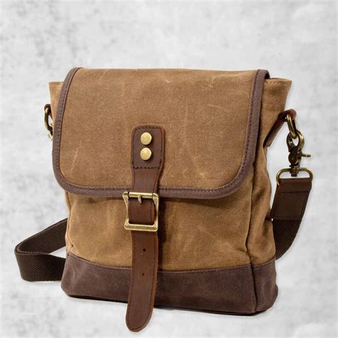 Waxed Canvas Crossbody Bag For Men Canvas Messenger Bag Sling Etsy