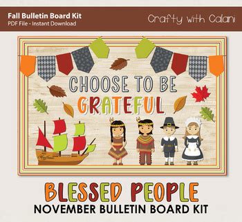 Fall Thanksgiving Gratitude Classroom Bulletin Board & Door Decor Kit