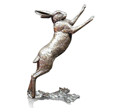 Large Hare Boxing Solid Bronze Sculpture By Michael Simpson 1161