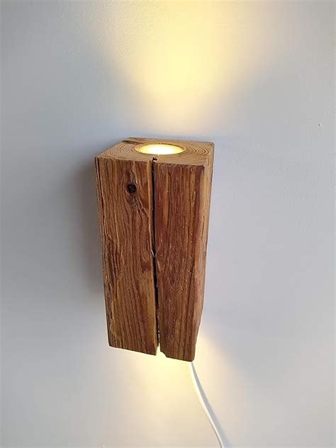 Blockholz Schmiede Led Wandleuchte Innen Rustikale Holz Wandlampe F R