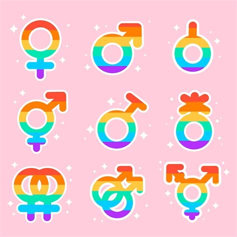 Colección Plana De Símbolos Del Mes Del Orgullo Lgbt Vector Gratis