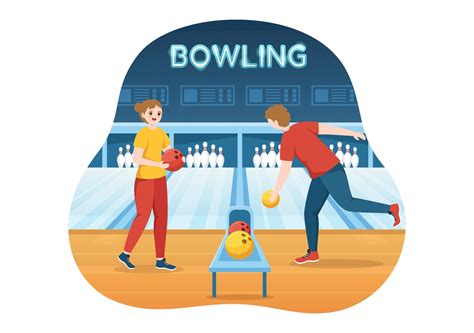 Bowling Game Illustration With Pins Balls And Scoreboards In A Sport