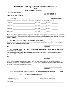 Affidavit And Request For Appointed Counsel Tidc Tamu Doc Template