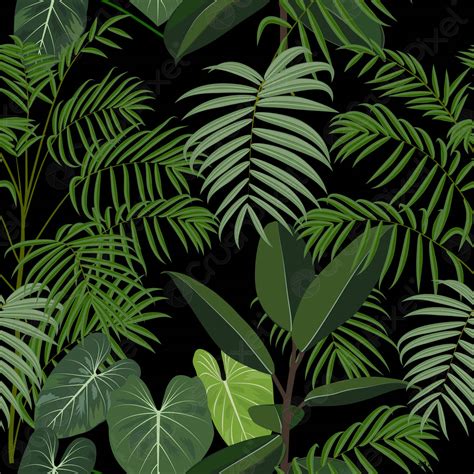 Tropical Jungle Palm Leaves Seamless Pattern Vector Background Stock