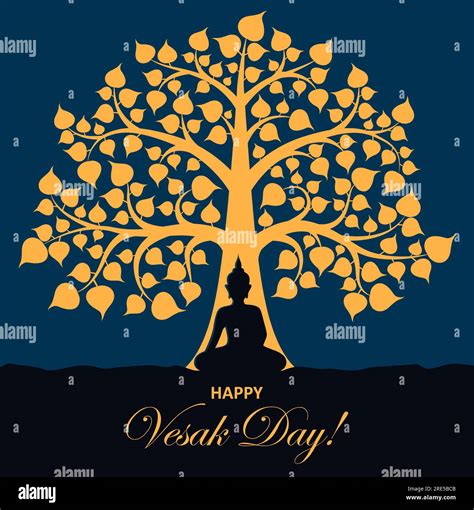 Vesak Day And Buddha Monk Under Tree Happy Wesak Buddhism Holiday