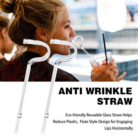 Anti Wrinkle Straw Lip Care Coffee With Cleaning Brush Reusable Glass