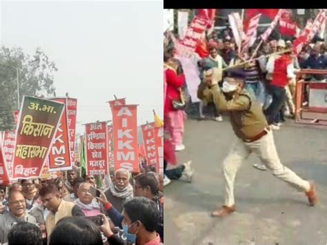 Bihar Patna Lathi Charge On Members Of Akhil Bharatiya Kisan Sangharsh Samanvay Samiti Protest