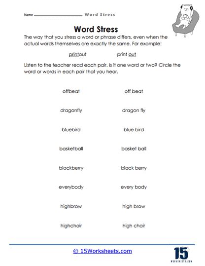 Word Stress Worksheets 15