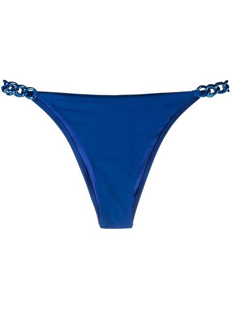 Buy Moschino Logo Plaque Bikini Bottom Blue At Off Editorialist