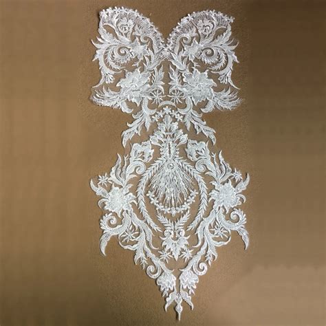 Gogerous Ivory Applique Aulic Floral Lace Patch Embroidered Applique