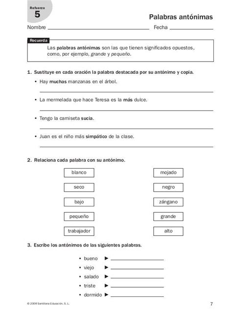 Lengua Repaso Y Ampliaci N Primaria Santillana Spanish Lessons For