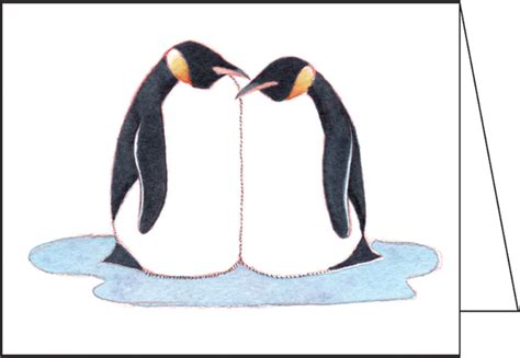 Snuggling Penguins By Flat Cat Studio A Blank Inside Original Artwork