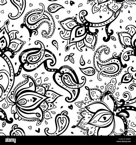 Seamless Paisley Black And White Stock Photos And Images Alamy