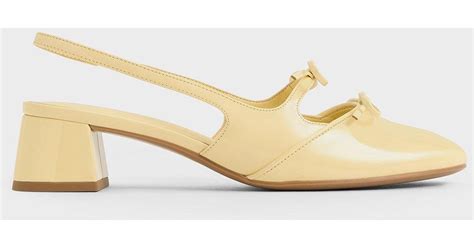 Charles Keith Dorri Double Bow Slingback Pumps In Natural Lyst