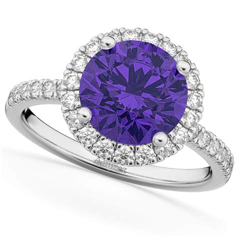 Halo Tanzanite And Diamond Engagement Ring 14k White Gold 2 80ct Ad4263