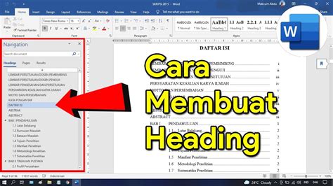 Cara Membuat Heading Untuk Pembuatan Daftar Isi Otomatis Di Microsoft Word Youtube