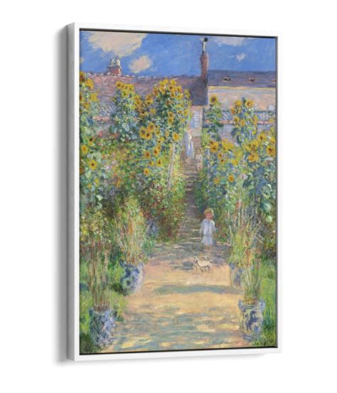 Claude Monet The Artists Garden In V Theuil Float Effect Frame Canvas