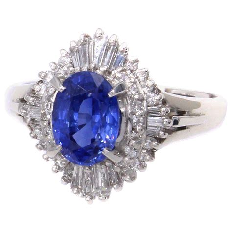 Diamond Sapphire Platinum Engagement Ring At 1stdibs