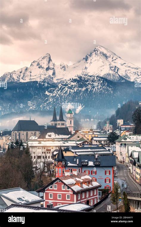 Historic Town Of Berchtesgaden In Winter With The Watzmann Mountain