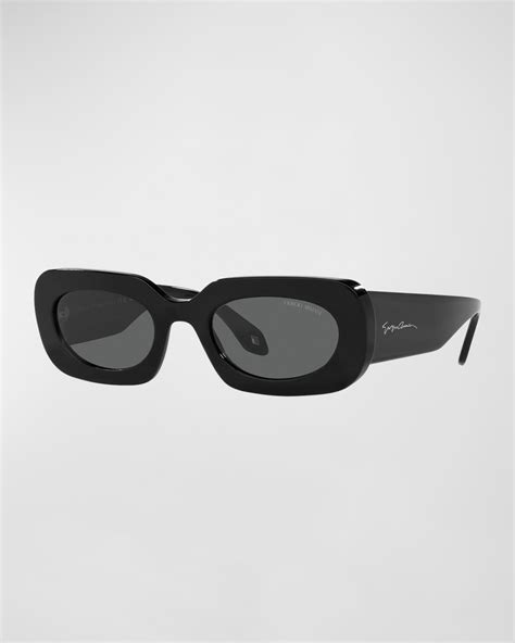 Giorgio Armani Logo Acetate Rectangle Sunglasses | Neiman Marcus