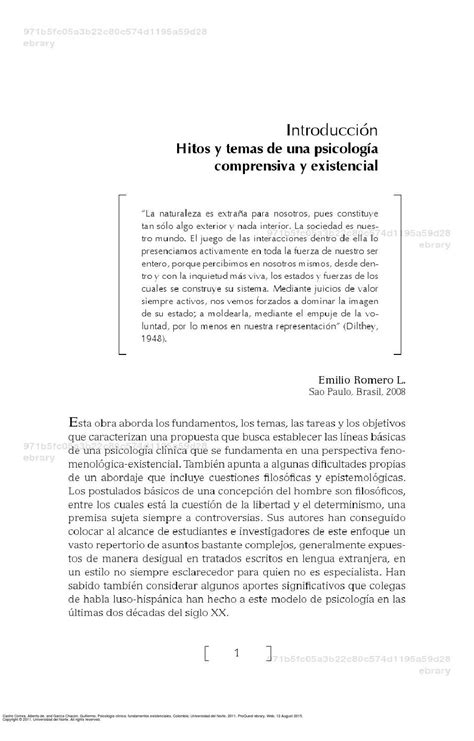 Psicolog A Cl Nica Fundamentos Existenciales 1 By Deysi Cardoza