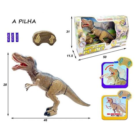 Dinossauro Robo Controle Remoto T Rex Som Robossauro Makeda Extra