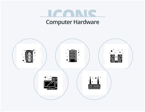 Computer Hardware Glyph Icon Pack 5 Icon Design Speaker Hardware