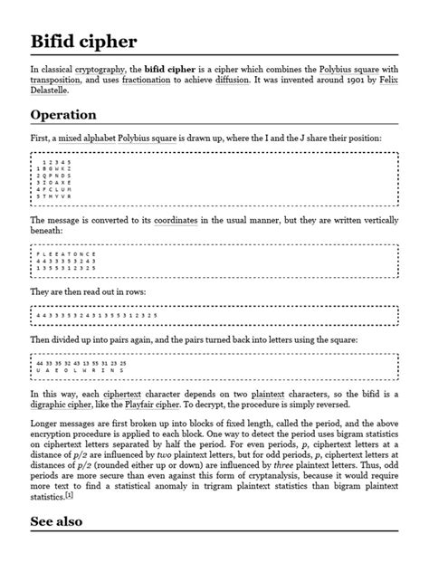 Bifid Cipher | PDF