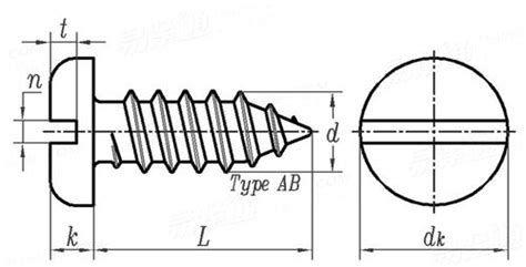 ASME B 18 6 4 1998 R2005 Slotted Pan Head Tapping Screws Type AB