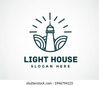 Circle Lighthouse Line Art Logo Design Stock Vector Royalty Free