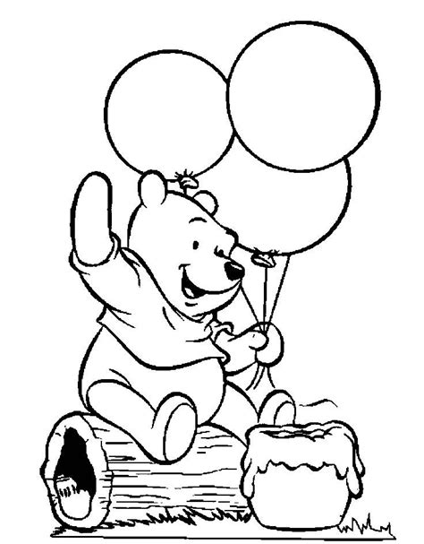 Winnie The Pooh Holding Balloons Winnie The Pooh Coloring Pages