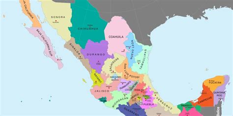 Mapa de México con Nombres y División Política