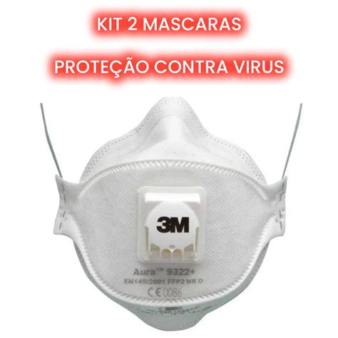 Kit 2 Máscara 3m Pff2 N95 Aura 9322 Valvula Aprovado Anvisa em