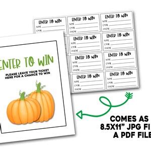 Enter To Win Tickets Fall Raffle Ticket And Sign Kit Halloween